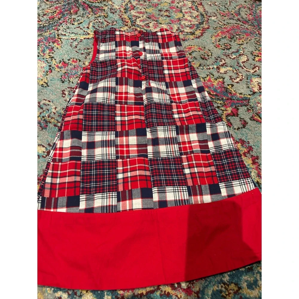 Gymboree Girls Red Plaid Patchwork Sleeveless Jumper Dress Size 4T Holiday k7035